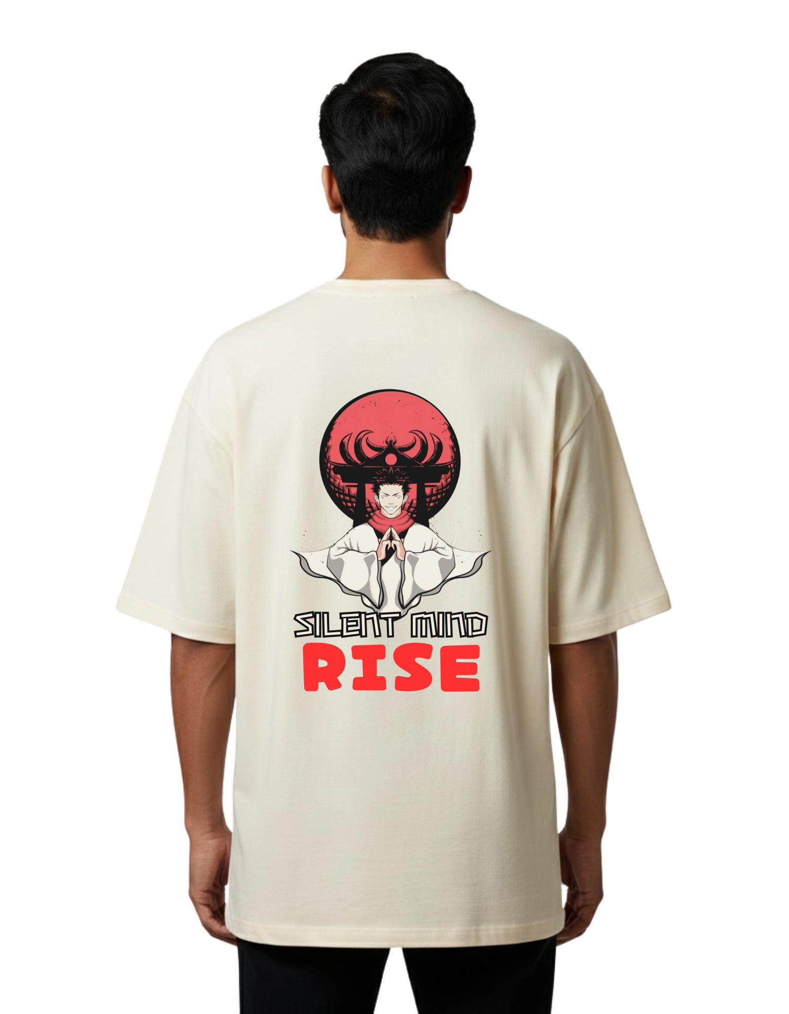 Silent Mind Rise Oversized French Terry 240 GSM T-Shirt Beige