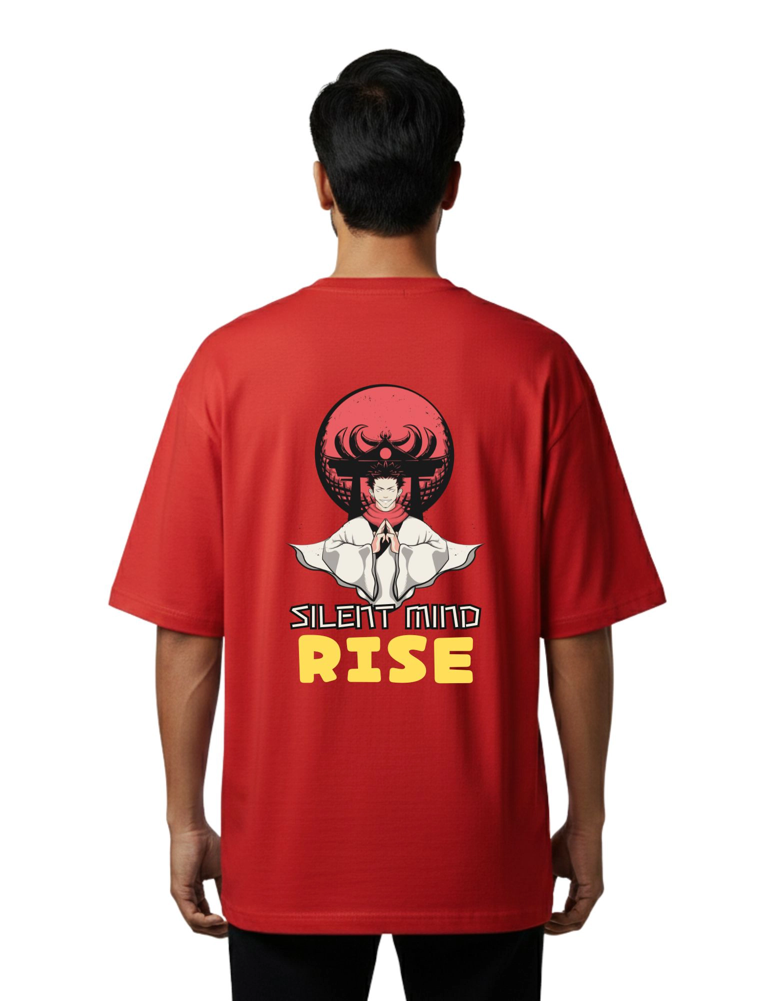 Silent Mind Rise Oversized French Terry 240 GSM T-Shirt Red