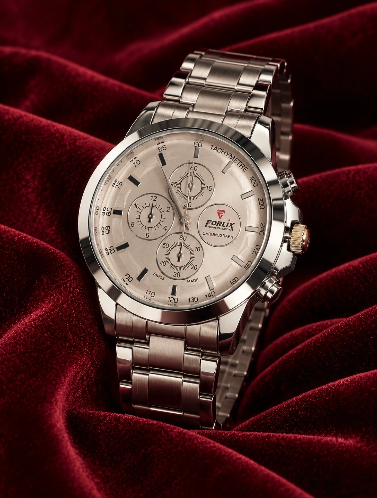 Silver Classic Chronograph Watch 