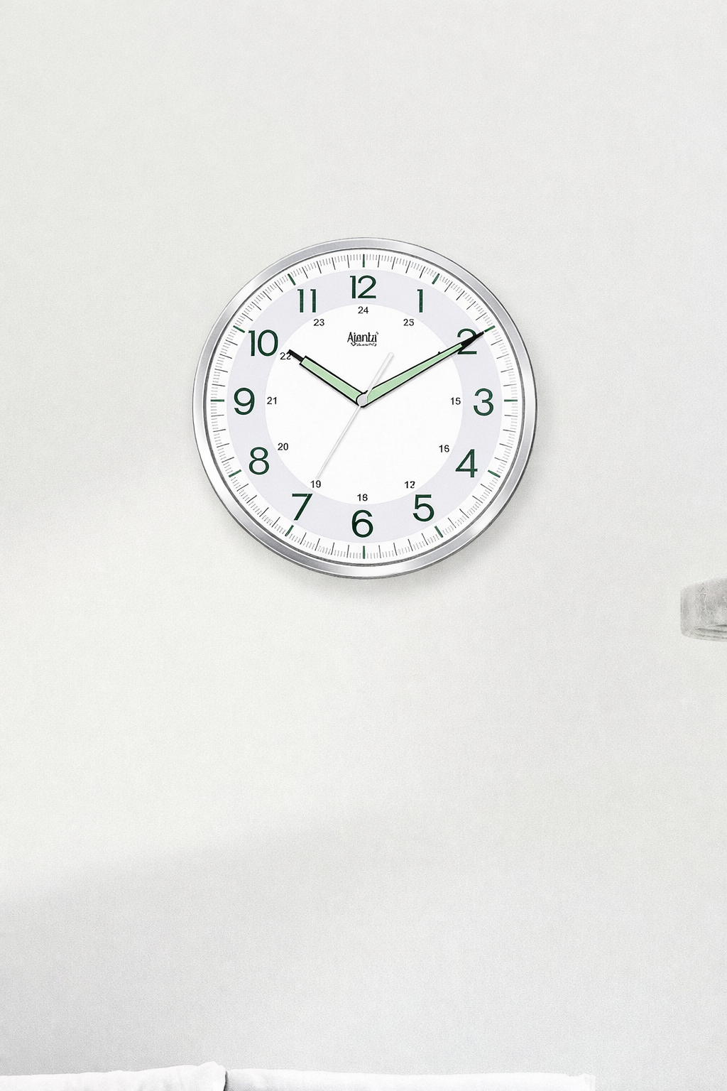 Silver Dual Time Dial Wall Clock 2937