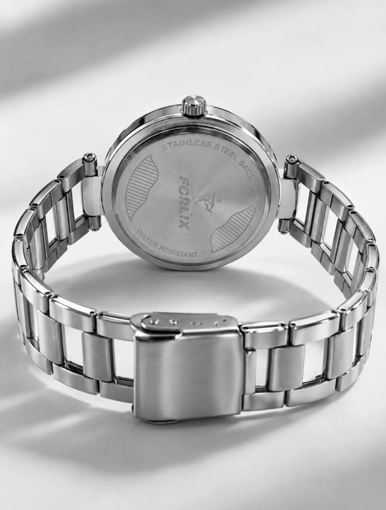 Silver Elara Charm Elegant With Black Dial Womens Watch