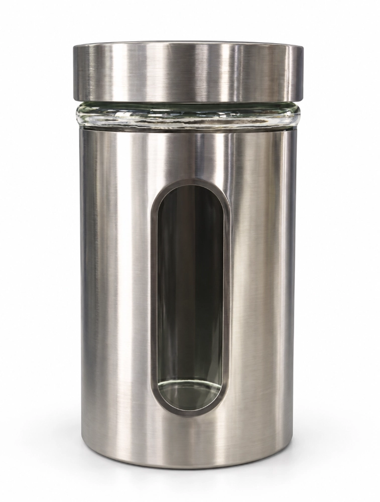 Silver Glass Storage Canister Jar