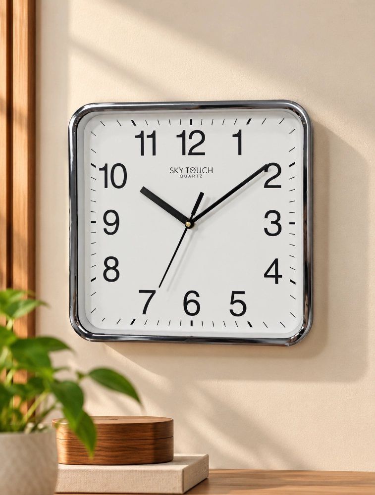 Silver SKY TOUCH Quartz Everyday Wall Clock For Home 1002