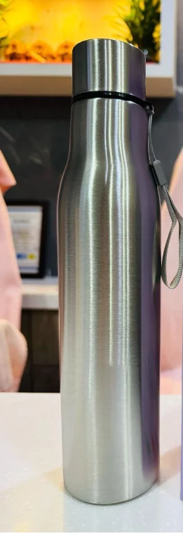 Silver Stainless Steel 1000 ML Water Bottle with String
