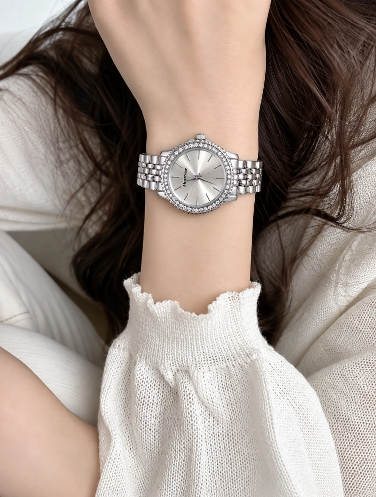 Silver Womens Crystal Elegance Analog Watch