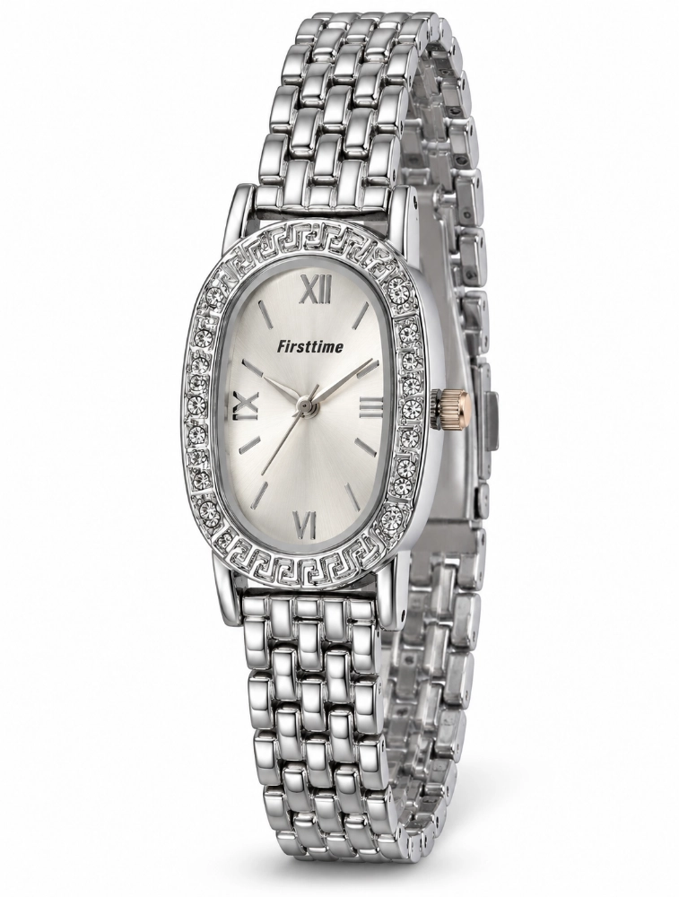Silver Womens Elegant Analog Metal Strap Watch