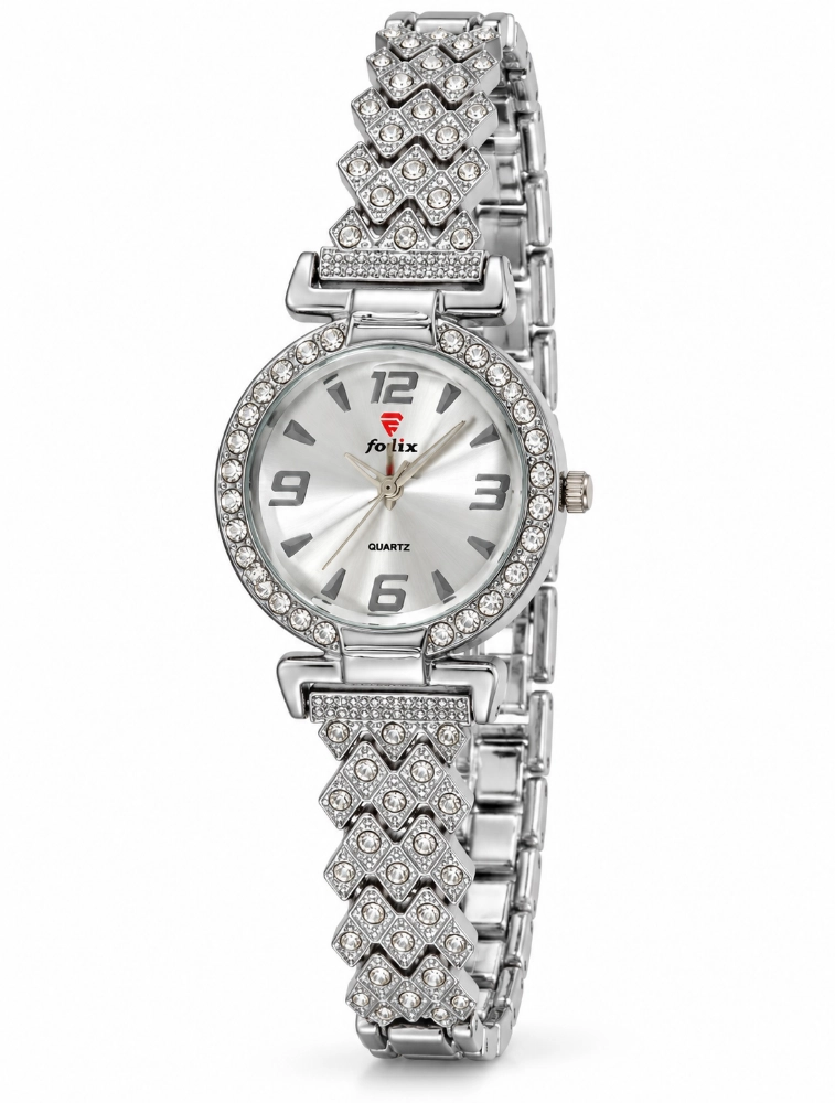 Silver Womens Luxury Crystal Bracelet Watch