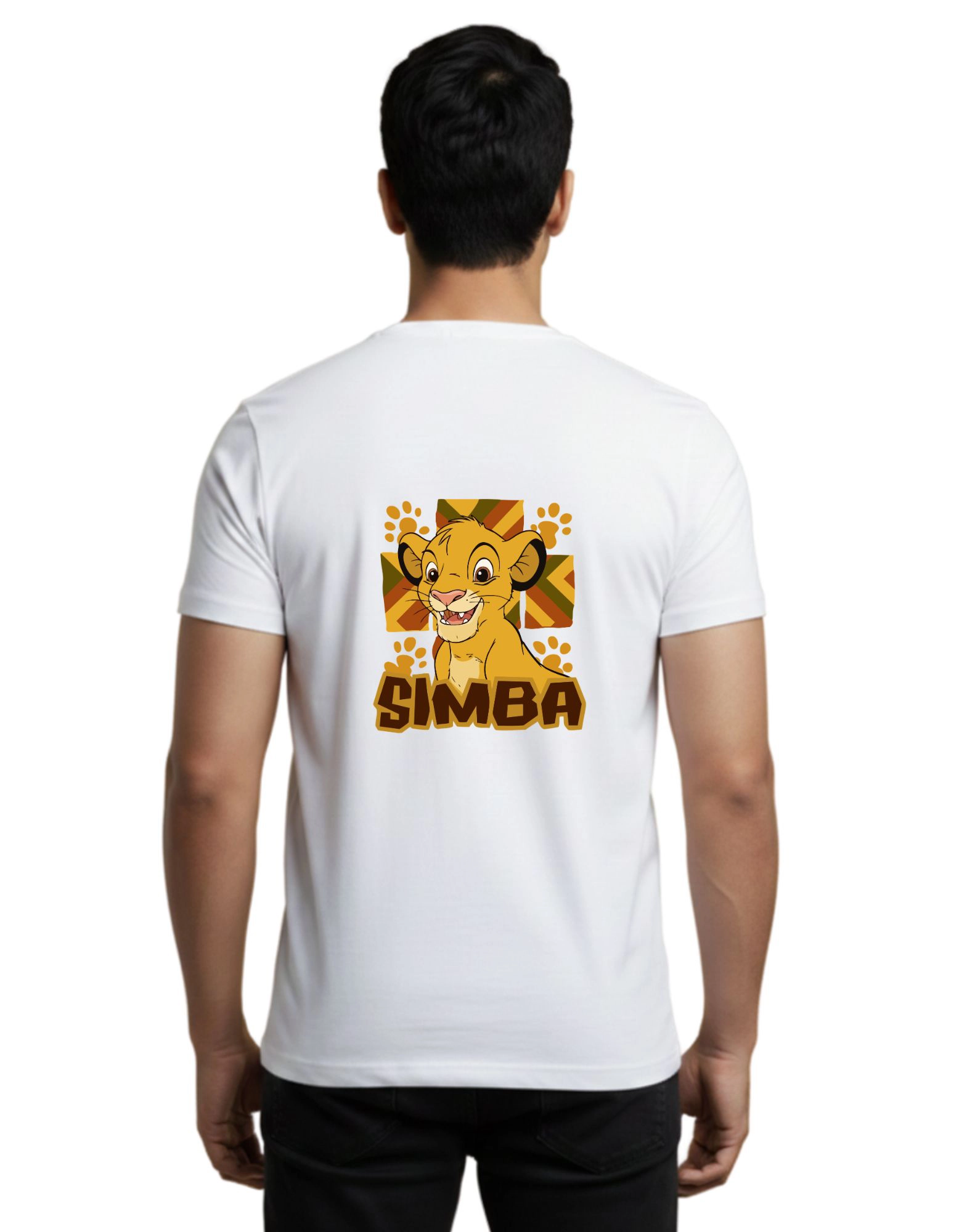 Simba Cartoon Cotton Round Neck 180 GSM T-Shirt White