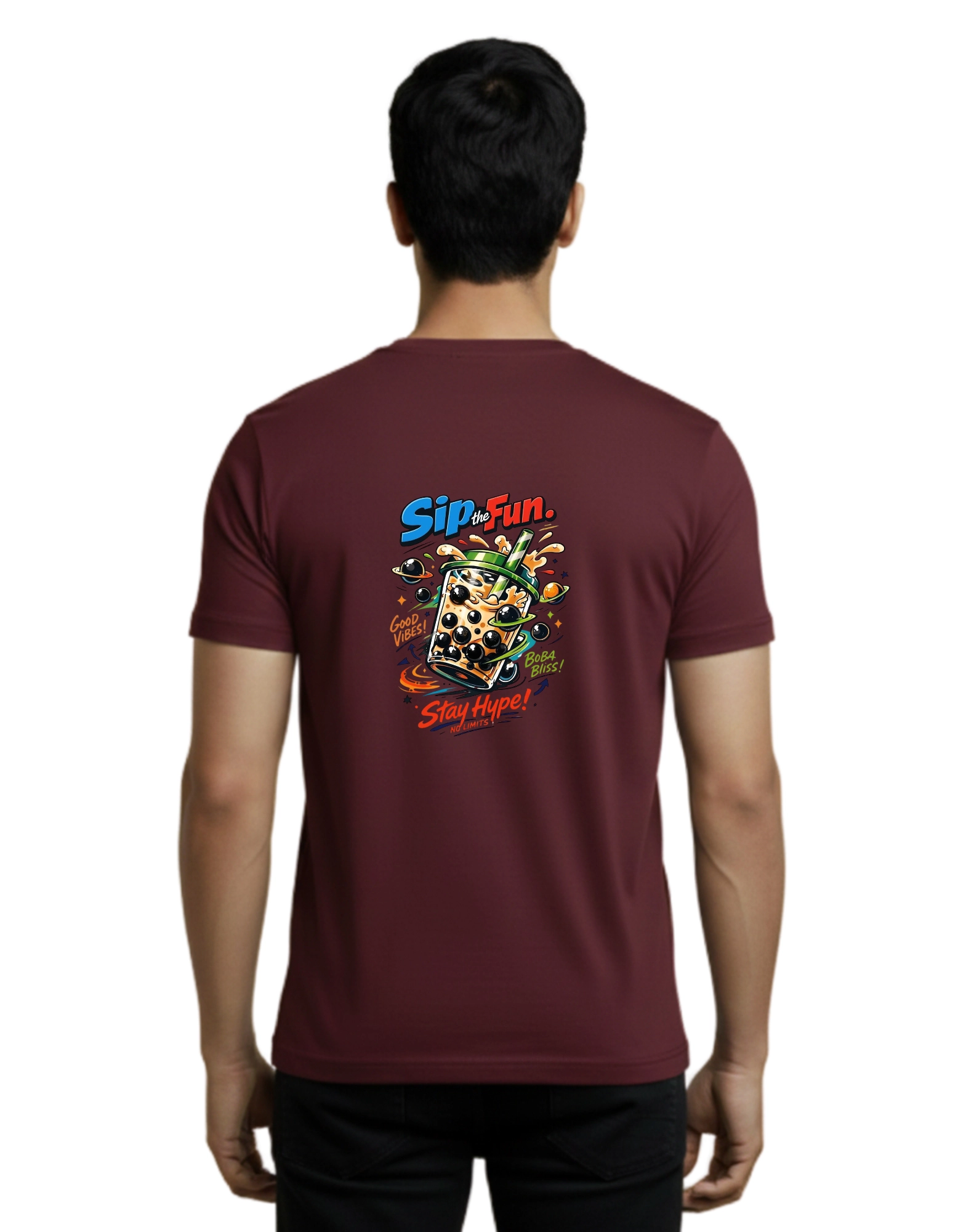 Sip The Fun Cotton Round Neck T-Shirt 180 GSM Maroon