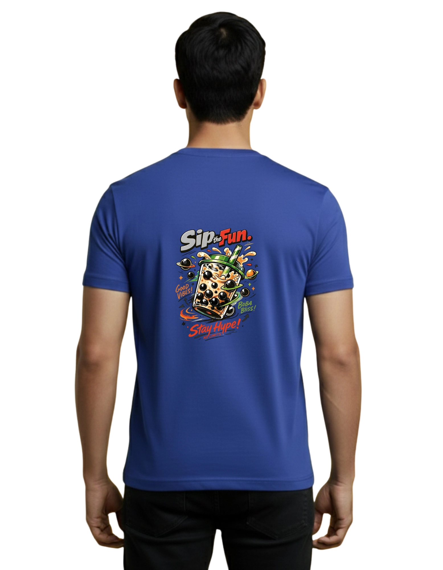 Sip The Fun Cotton Round Neck T-Shirt 180 GSM Royal Blue