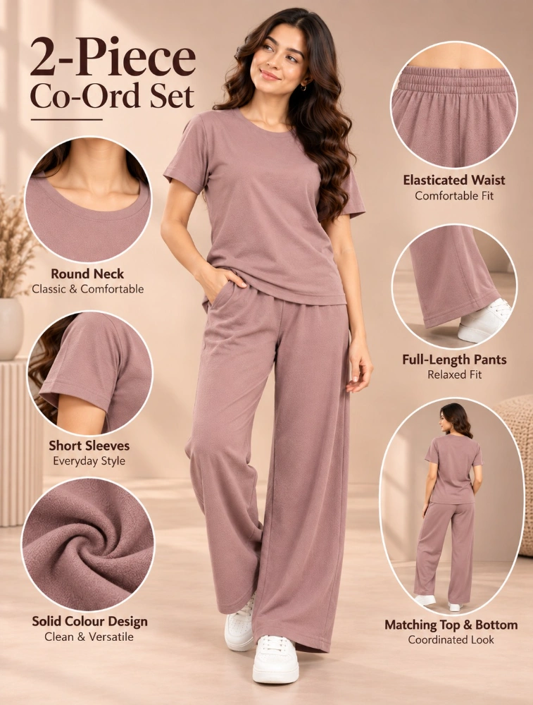 Skin Womens Micro Plain Casual CoOrd Set 