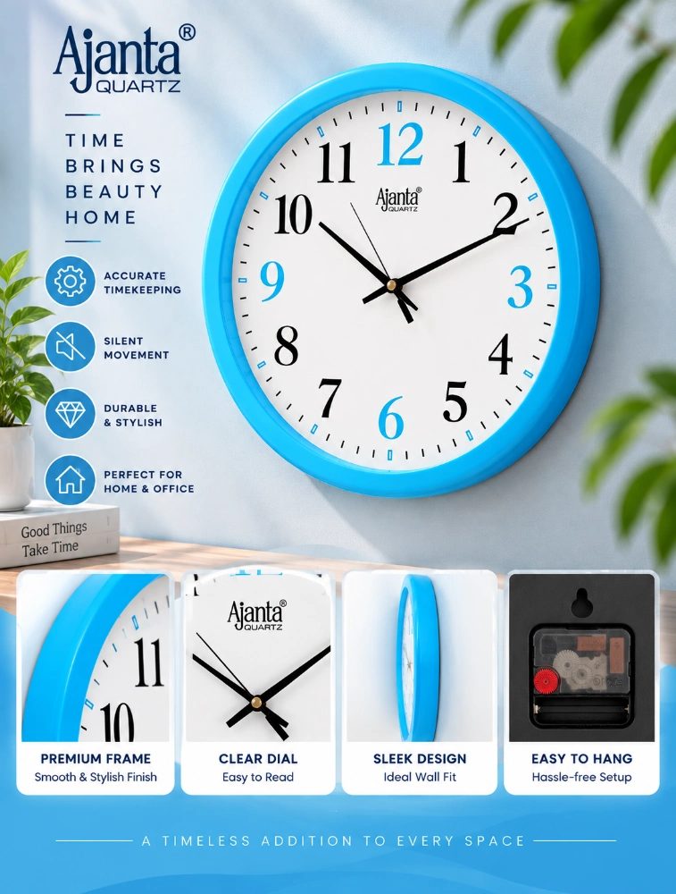Sky Blue Ajanta Grand Round Wall Clock 5057