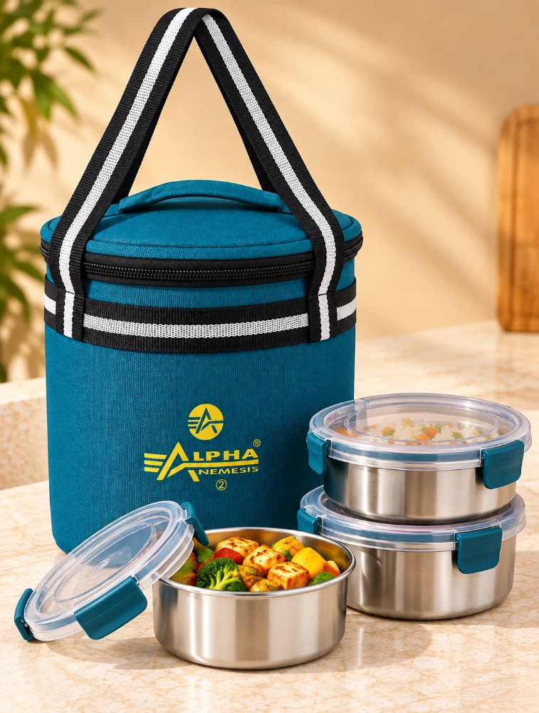 Sky Blue Alpha Nemesis Round Medium Compact Everyday Lunch Bag