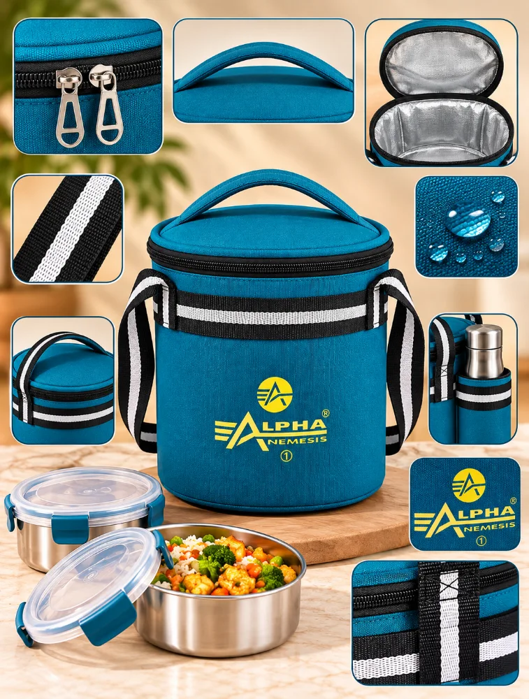 Sky Blue Alpha Nemesis Round Mini Compact Everyday Lunch Bag