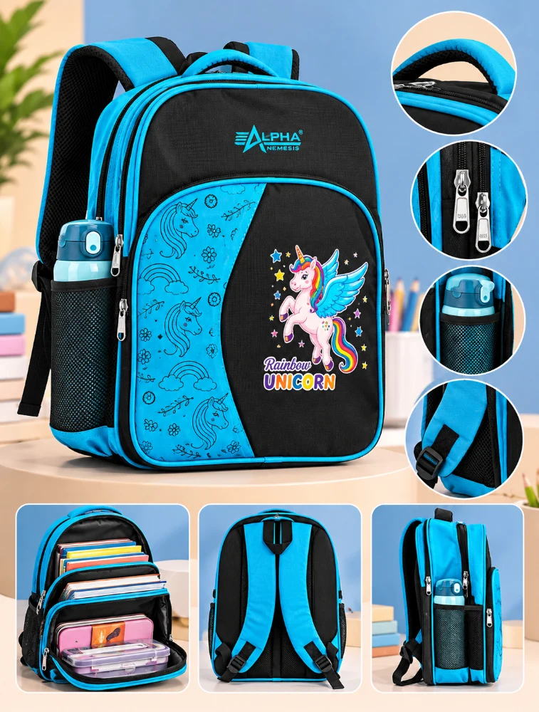 Sky Blue Alpha Nemesis Unicorn Fairy Glow School Bag