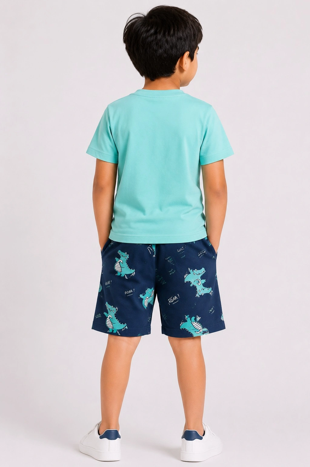 Sky Blue Kids Printed T Shirt and Shorts Set