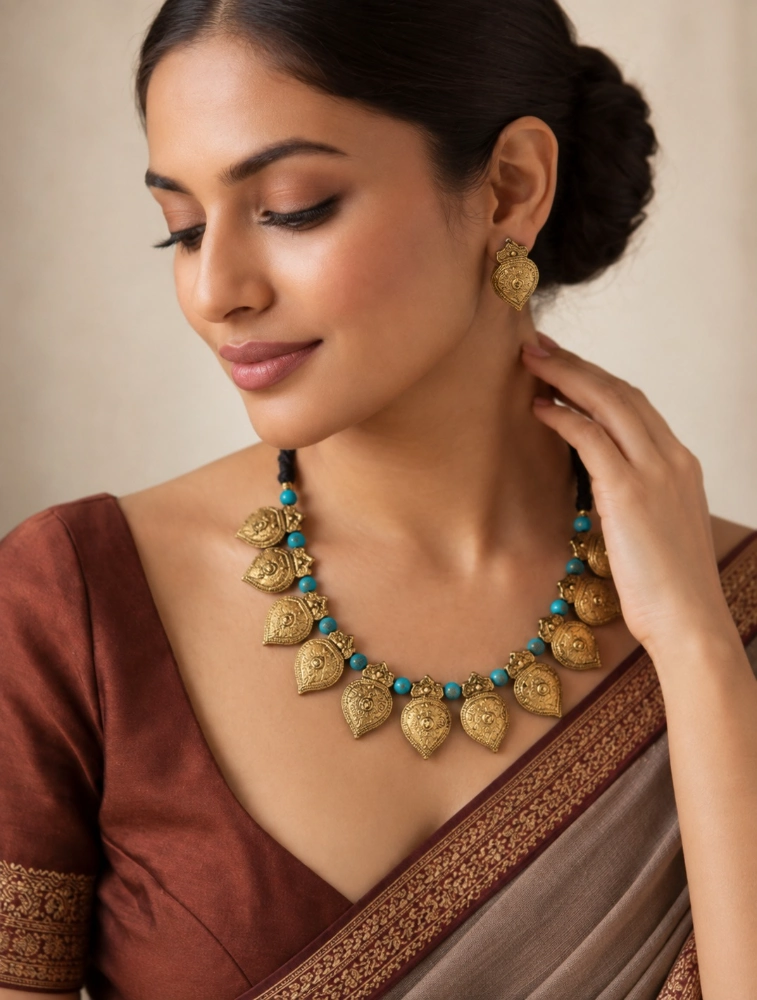 Sky Blue Bhoomi Neela Terracotta Jewellery Set   