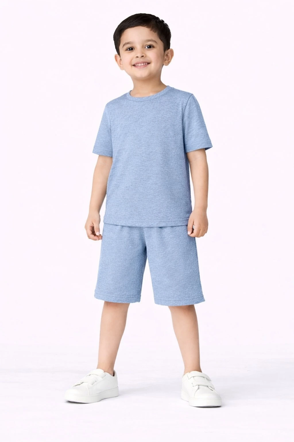 Sky Blue Boys Half Sleeve Printed Co ord Sets