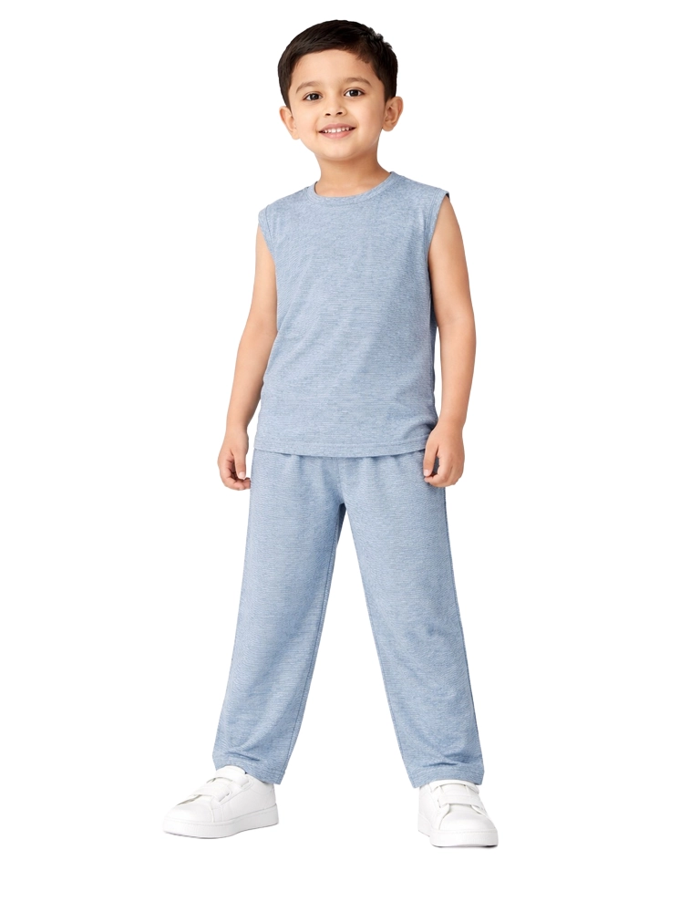 Sky Blue Boys Printed Lounge Sets