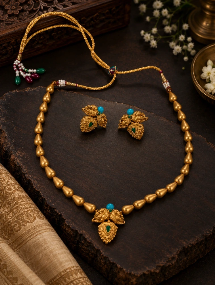 Sky Blue Garuda Elegance Traditional Terracotta Jewellery Set