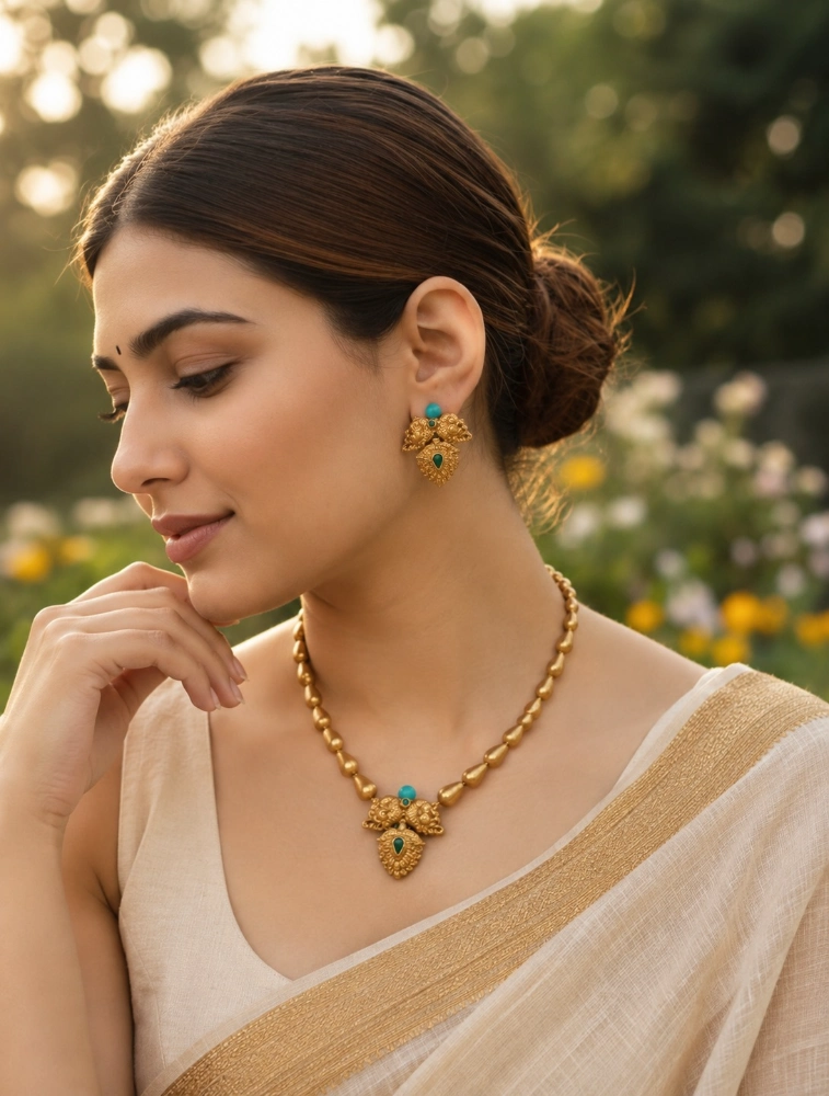 Sky Blue Garuda Elegance Traditional Terracotta Jewellery Set