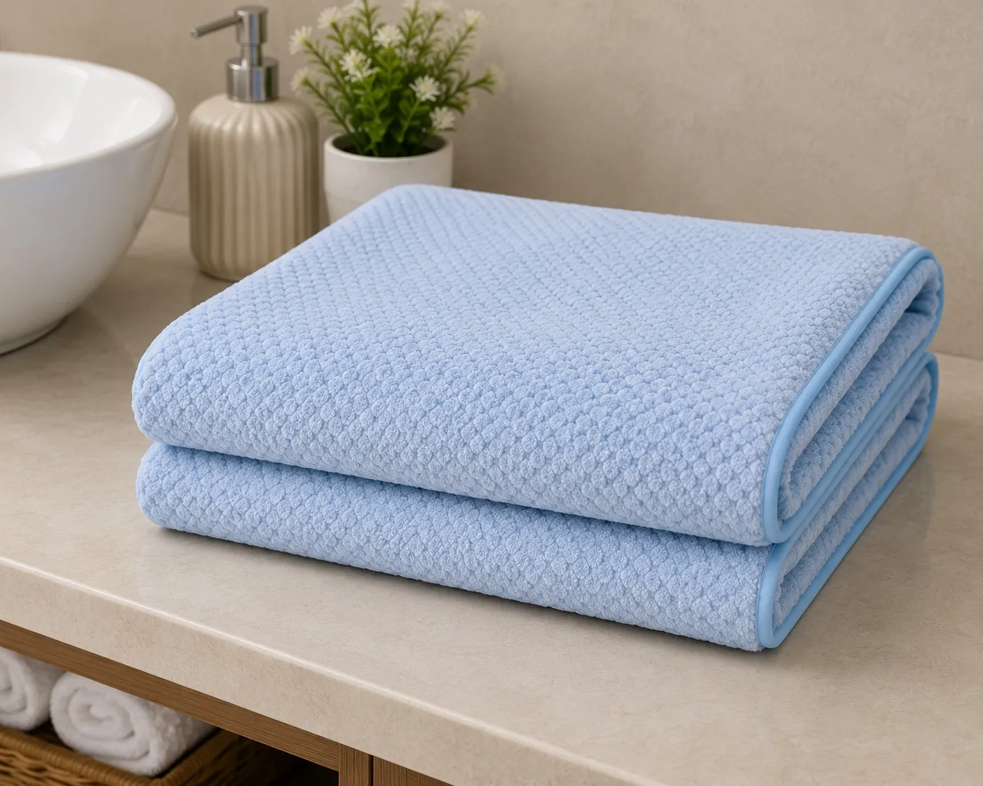 Sky Blue Habitude Microfiber Cloud Touch Premium Bath Towel