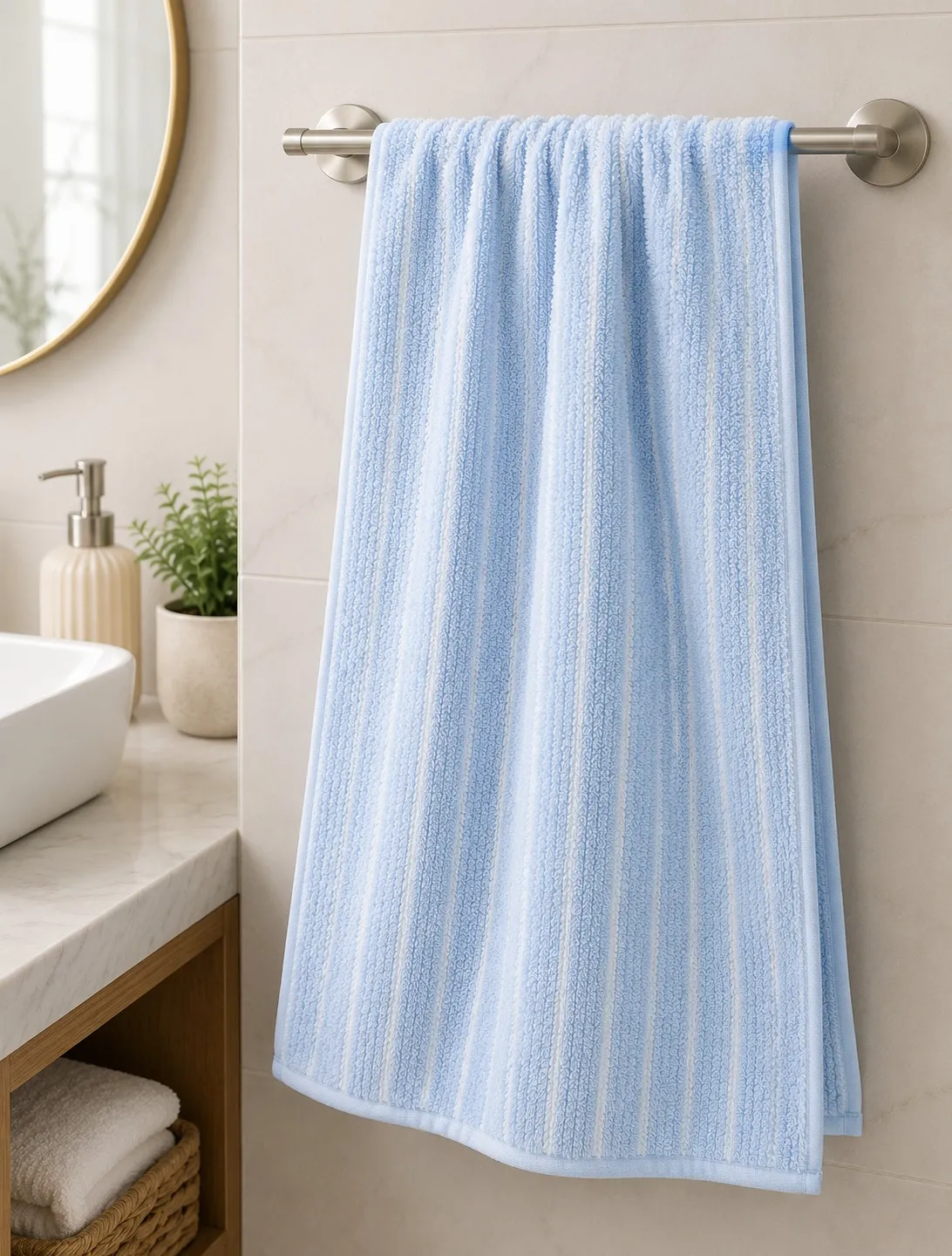 Sky Blue Habitude Microfiber Cozy Touch Premium Bath Towel
