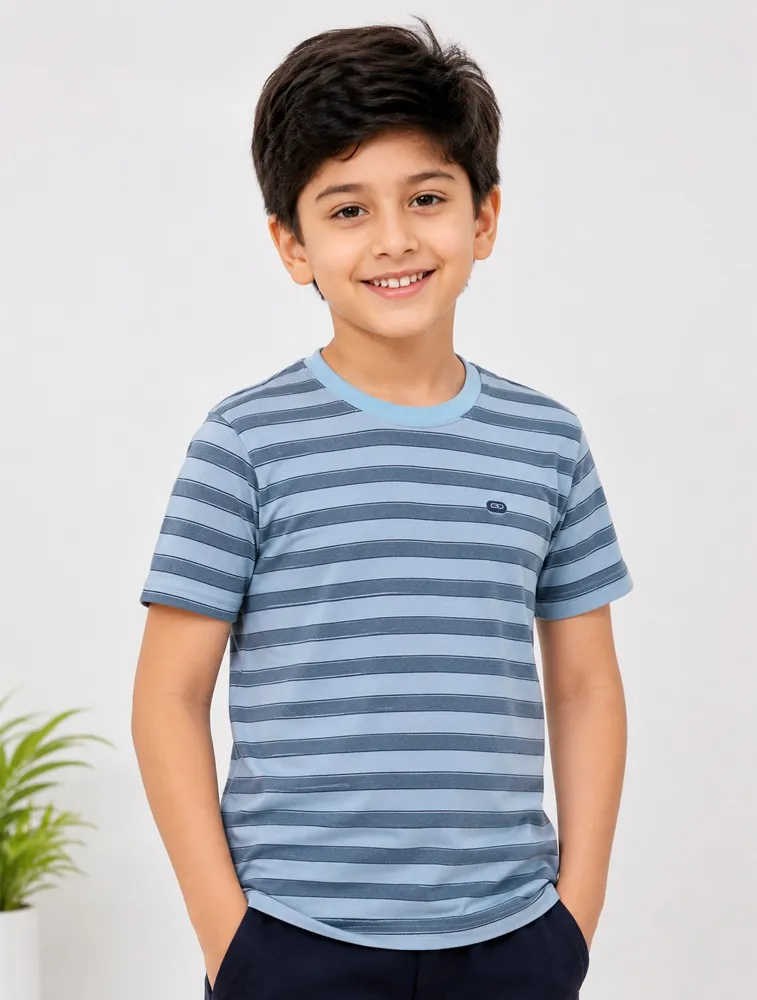 Sky Blue Kids Dad and Me Round Neck Premium T Shirt