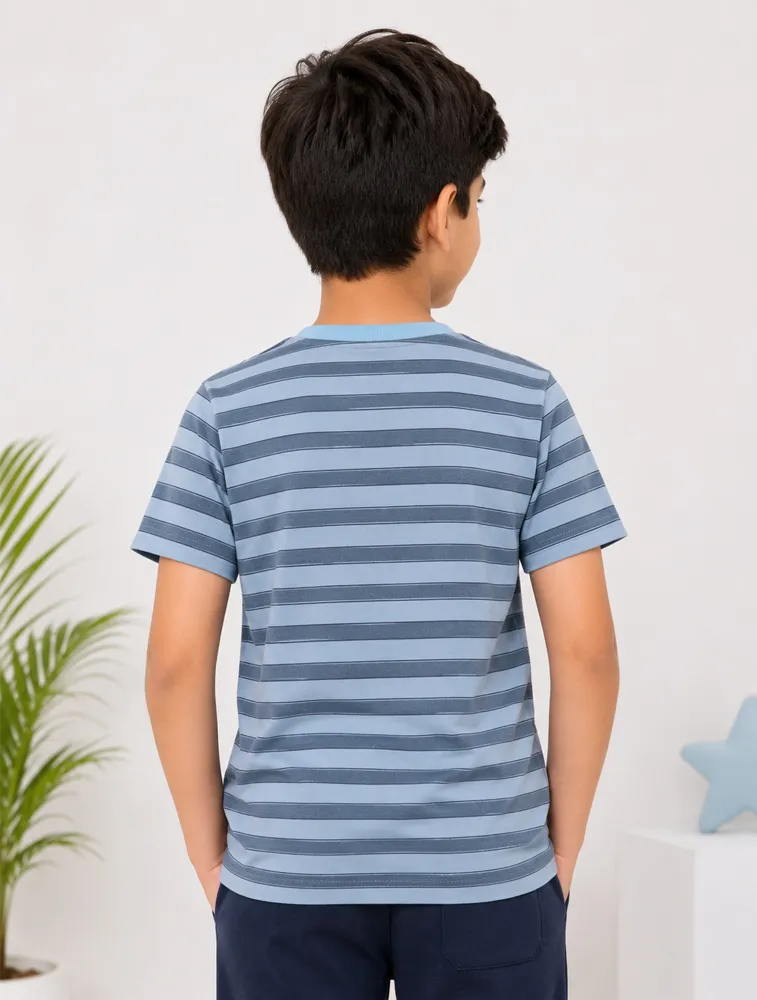 Sky Blue Kids Dad and Me Round Neck Premium T Shirt