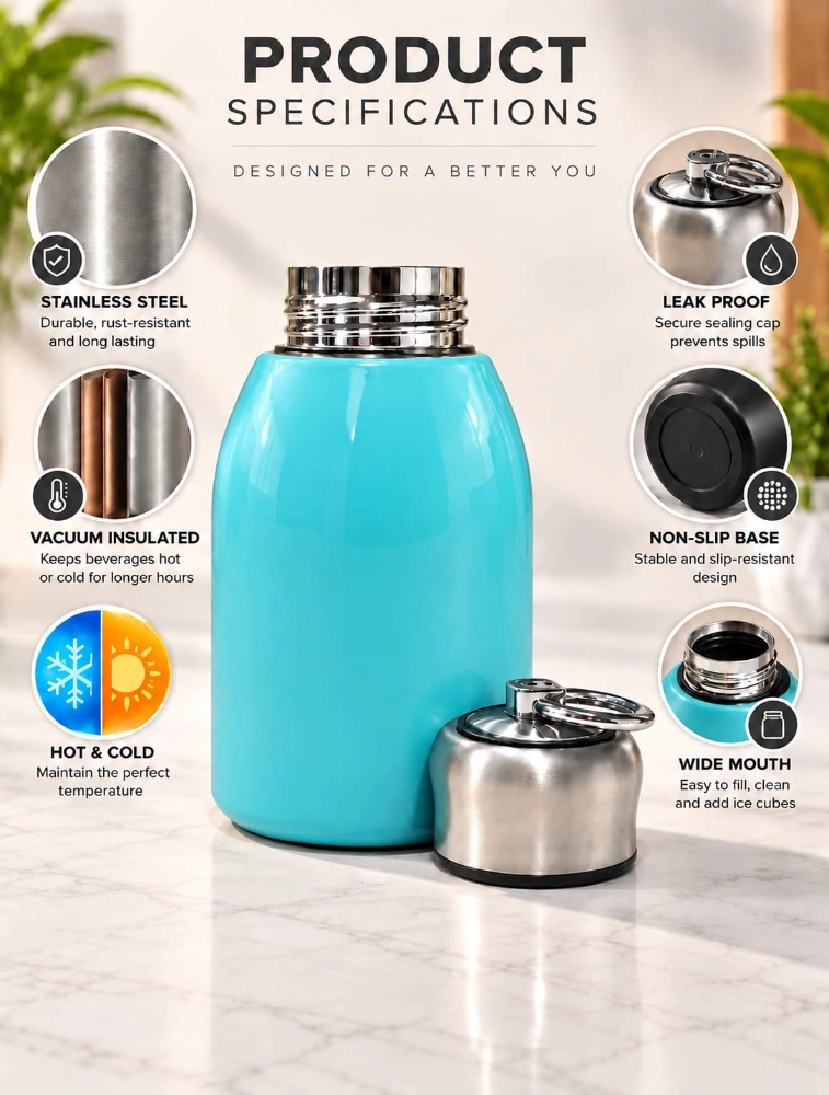 Blue Mini Stainless Steel Vacuum Mug
