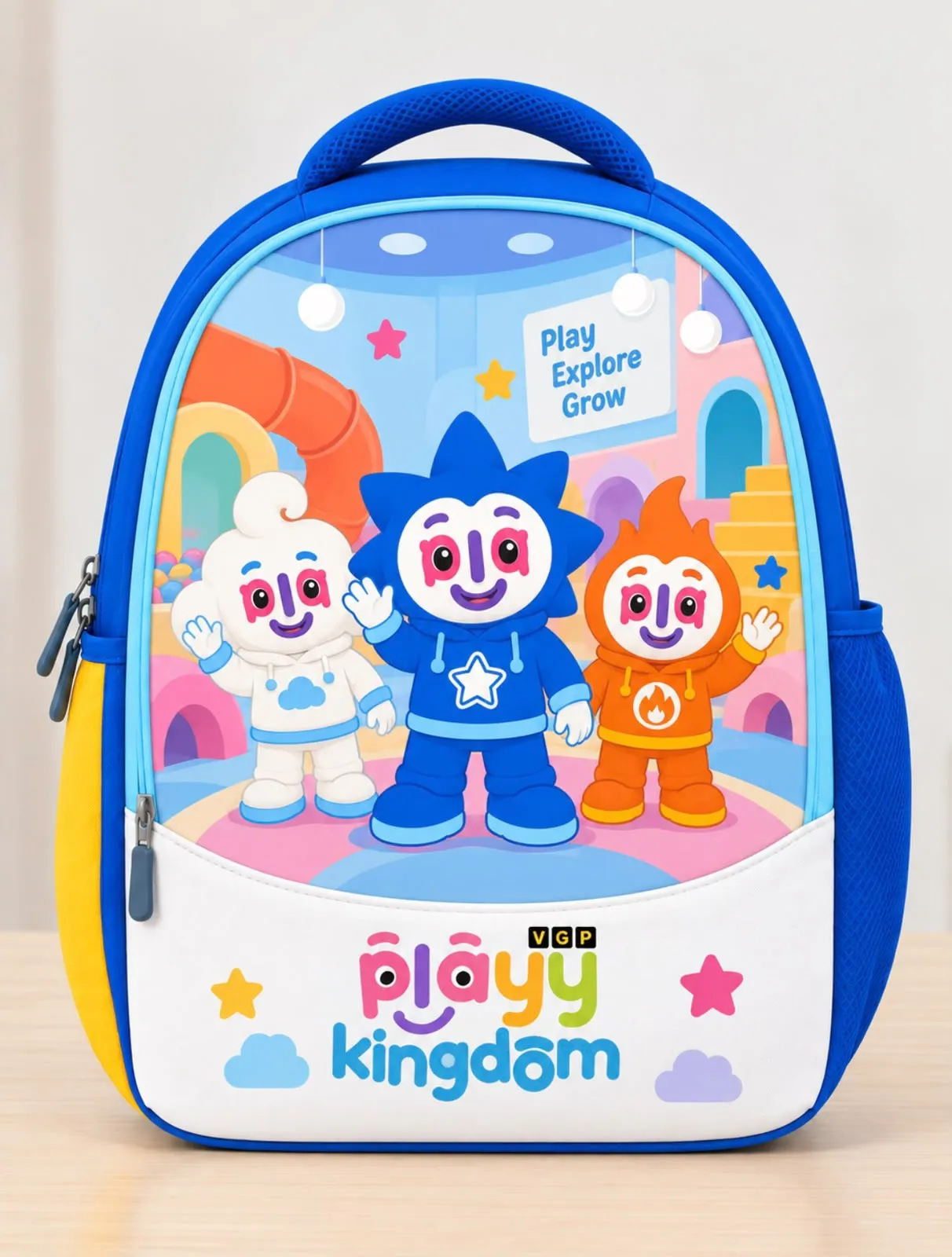 Sky Blue Polyester 1000D PU 14 Inches School Bag