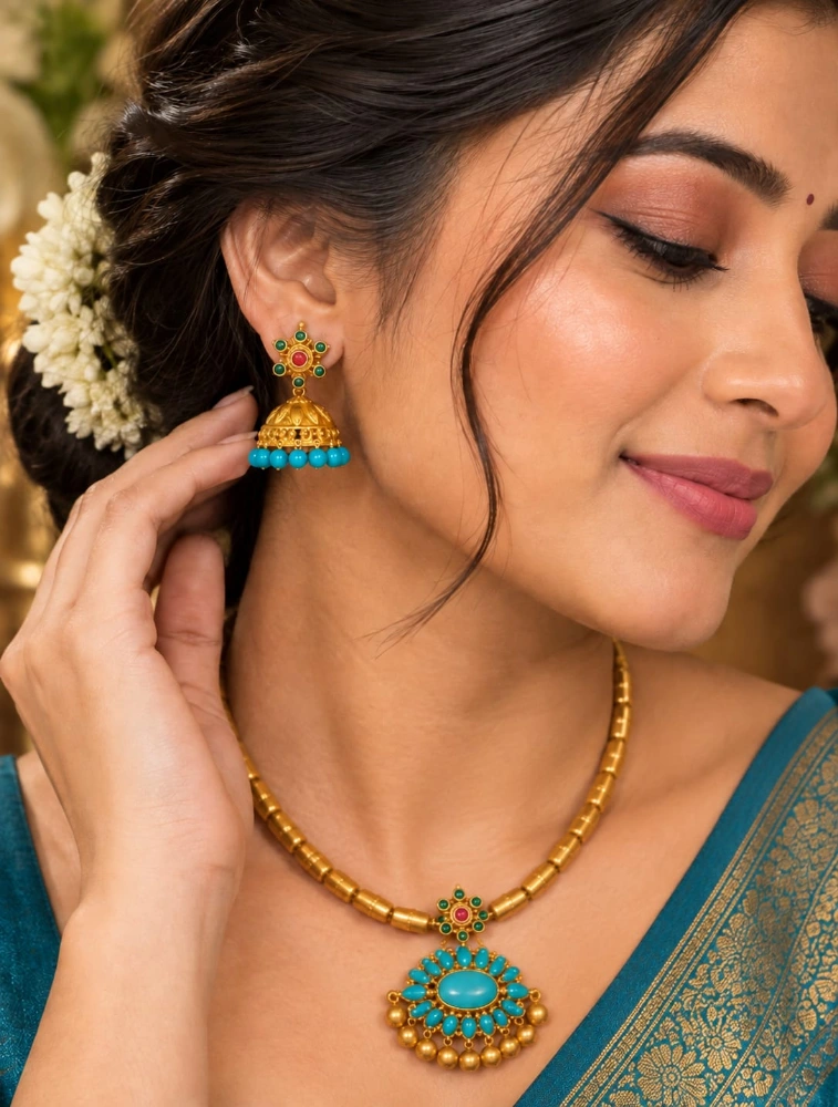 Sky Blue Simple Beauty with a Traditional touch Terracotta Jewellery Set