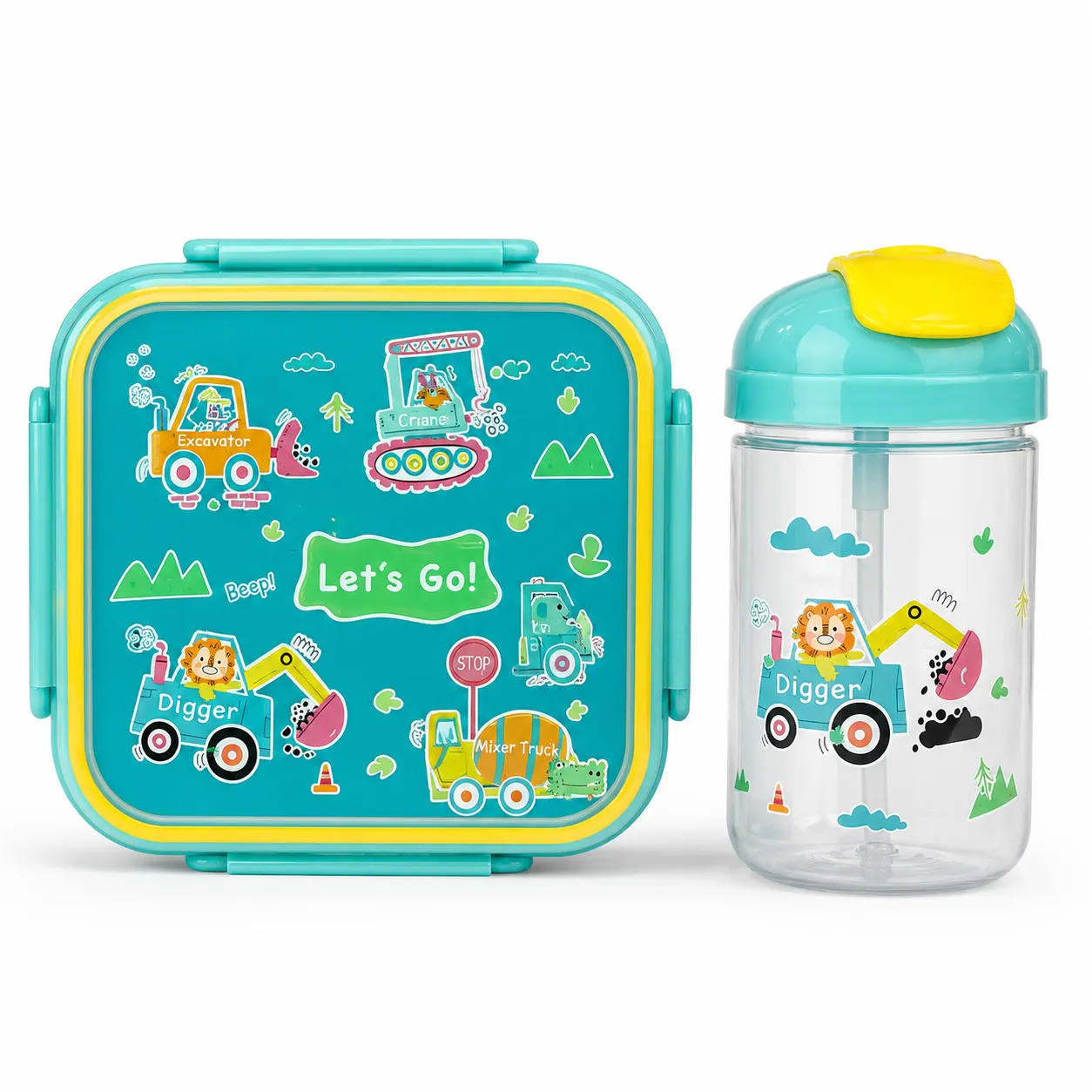 Sky Blue Tiny Bloom Premium Lunch Box Sipper Bottle Combo Set