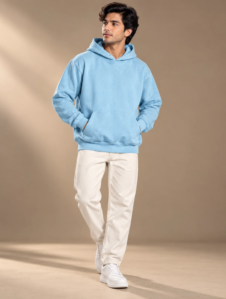 Sky Blue Unisex Acid Wash Hoodie