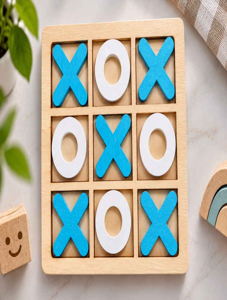 Sky Blue XO Puzzle Game Tic Tac Toe Board