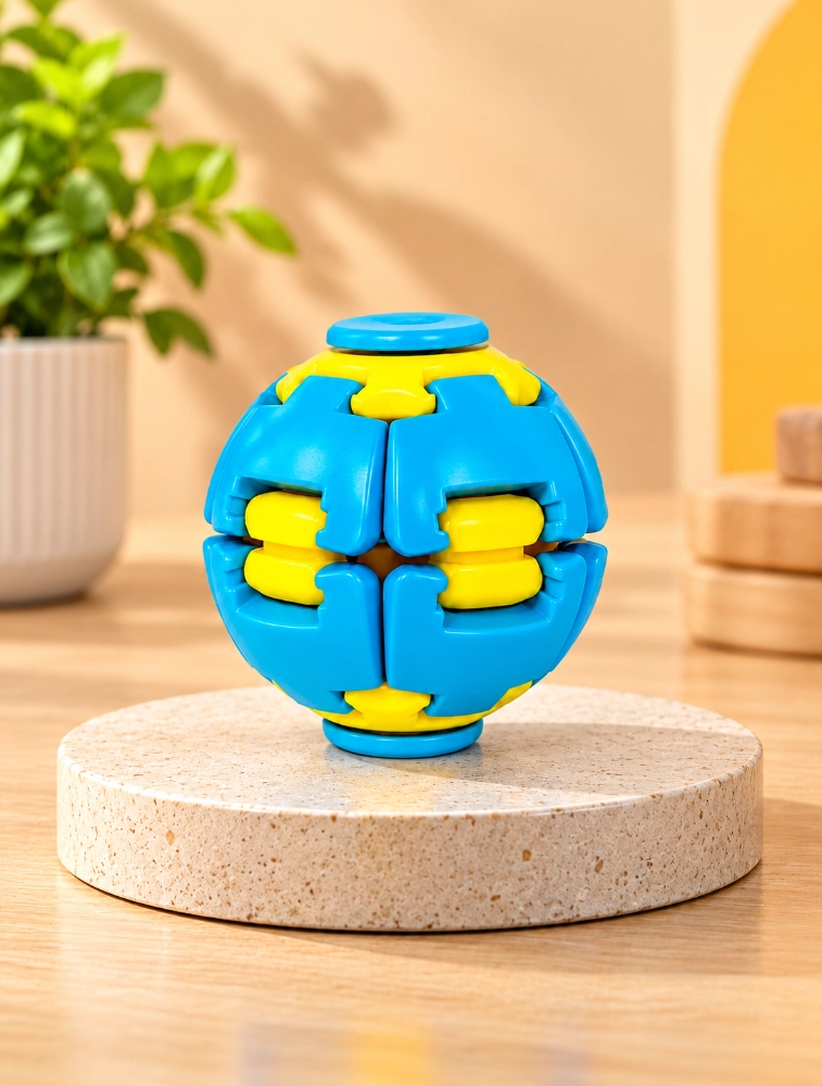 Blue with Yellow Fidget Spinner Ball