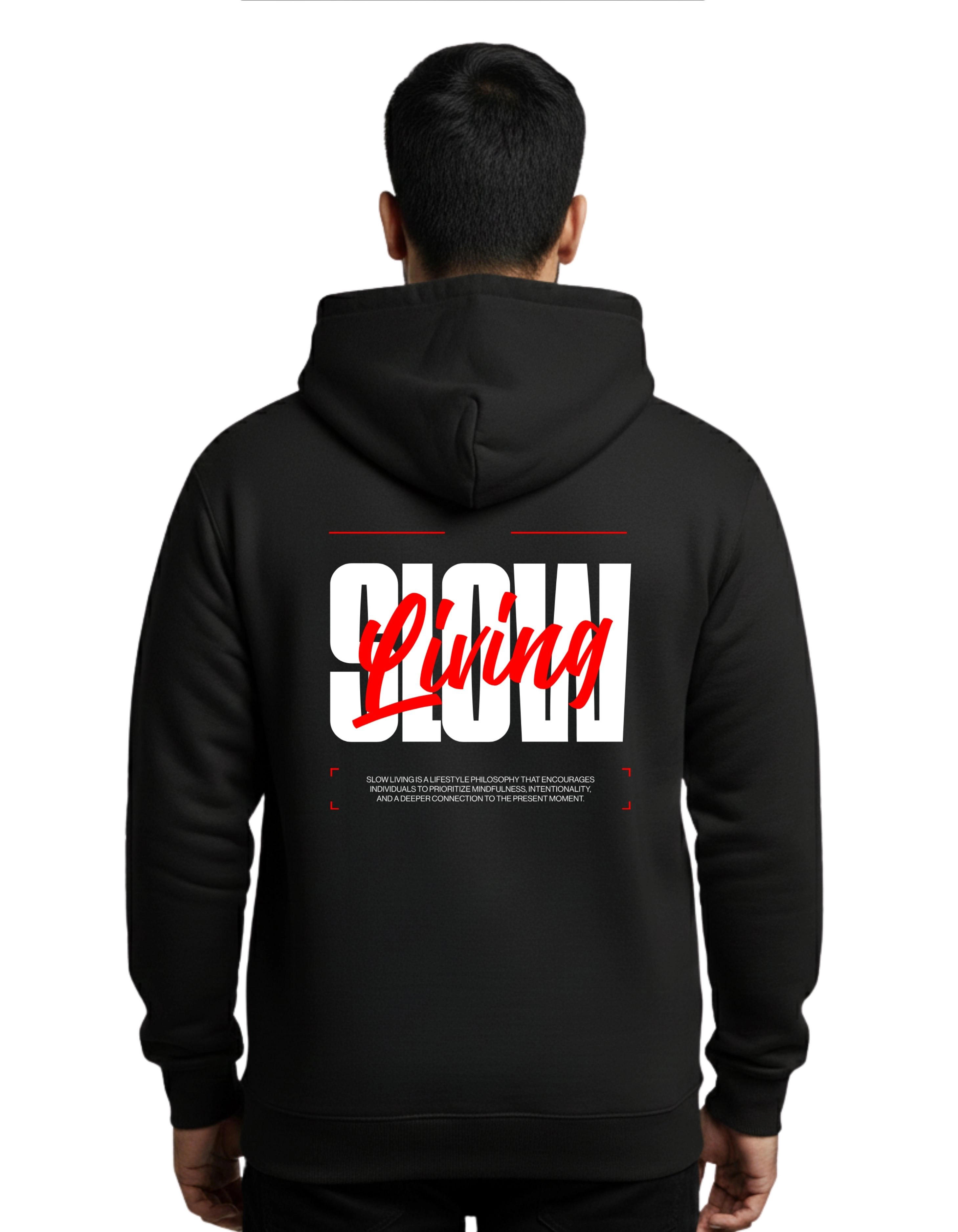 Slow Living Cotton Hoodie Without Zipper 300 GSM Black