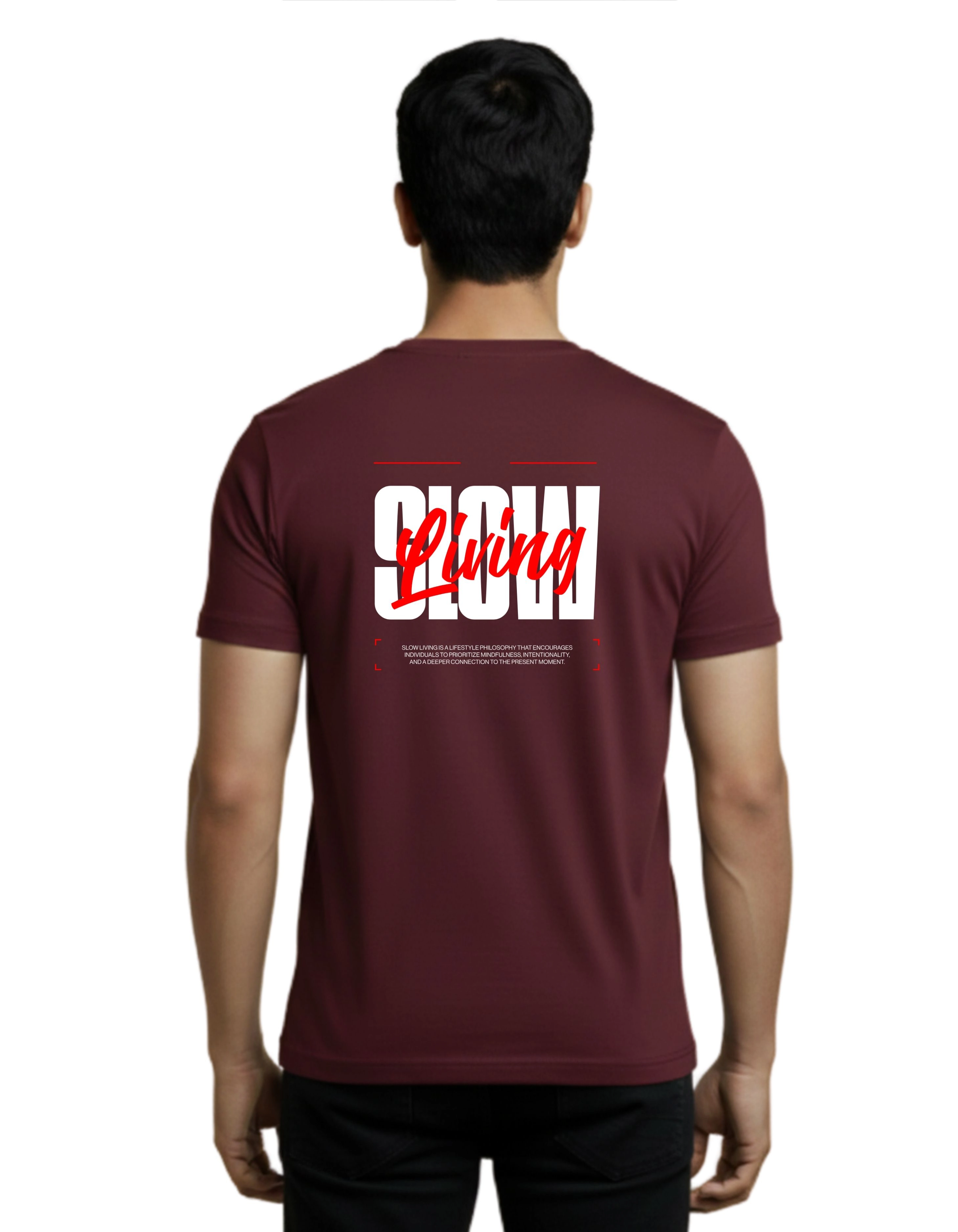 Slow Living Cotton Round Neck T-Shirt 180 GSM Maroon