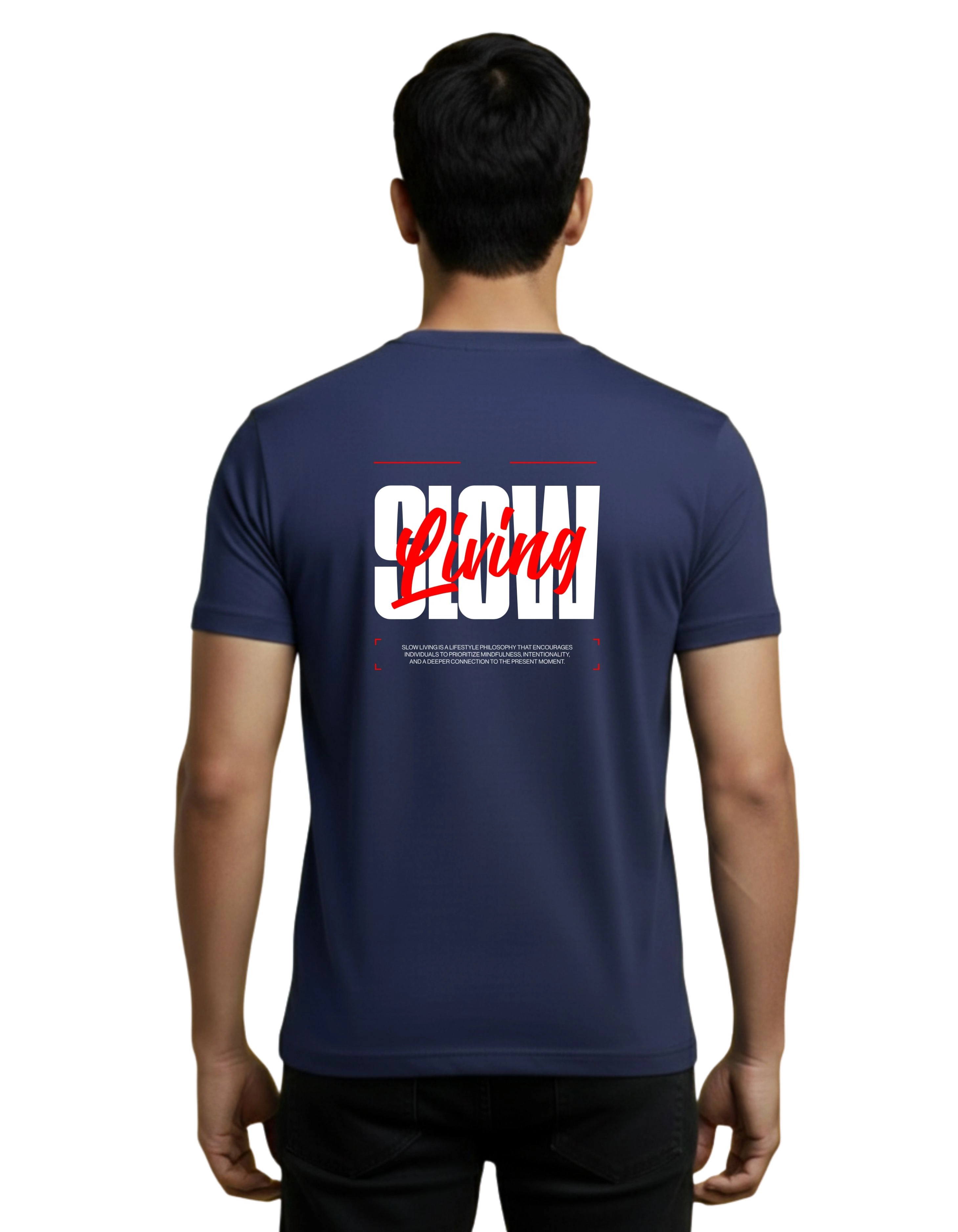 Slow Living Cotton Round Neck T-Shirt 180 GSM Navy Blue