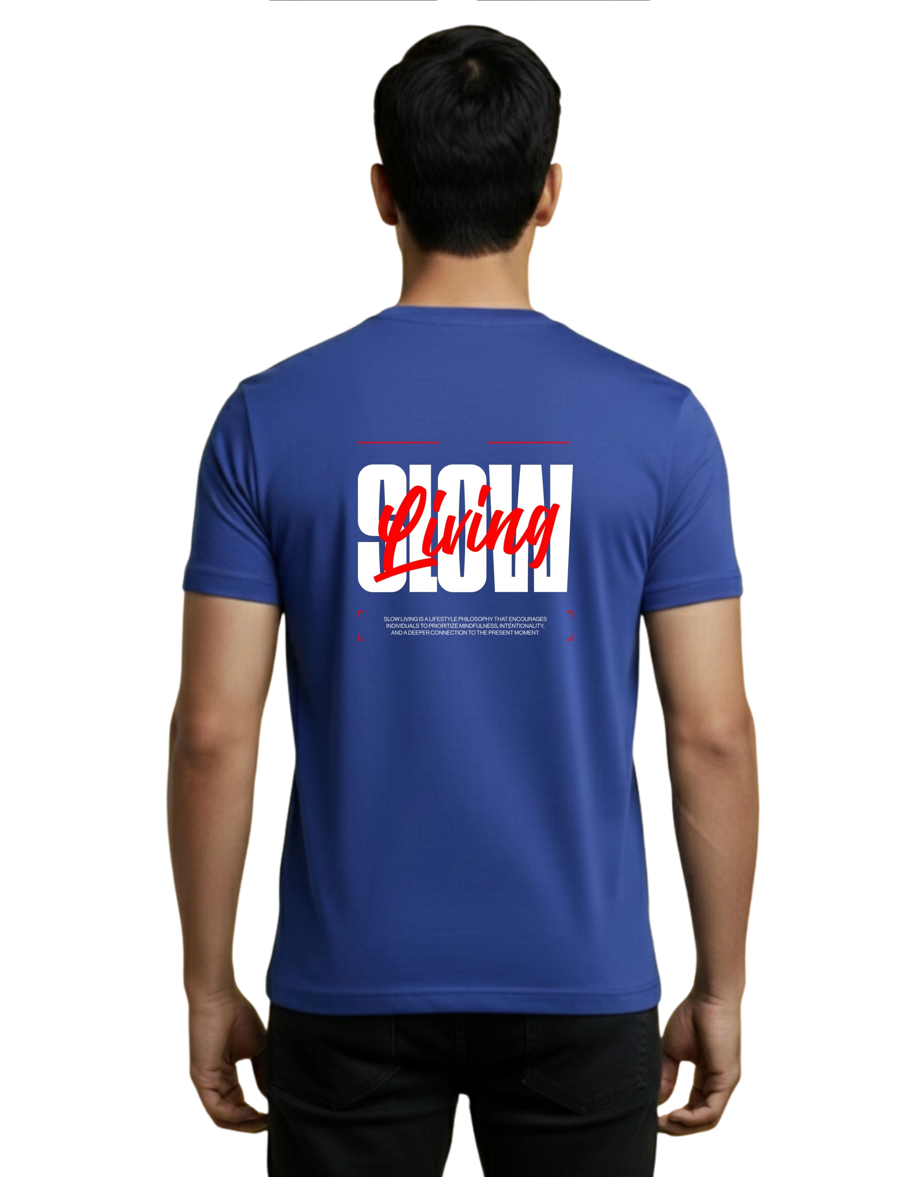 Slow Living Cotton Round Neck T-Shirt 180 GSM Royal Blue