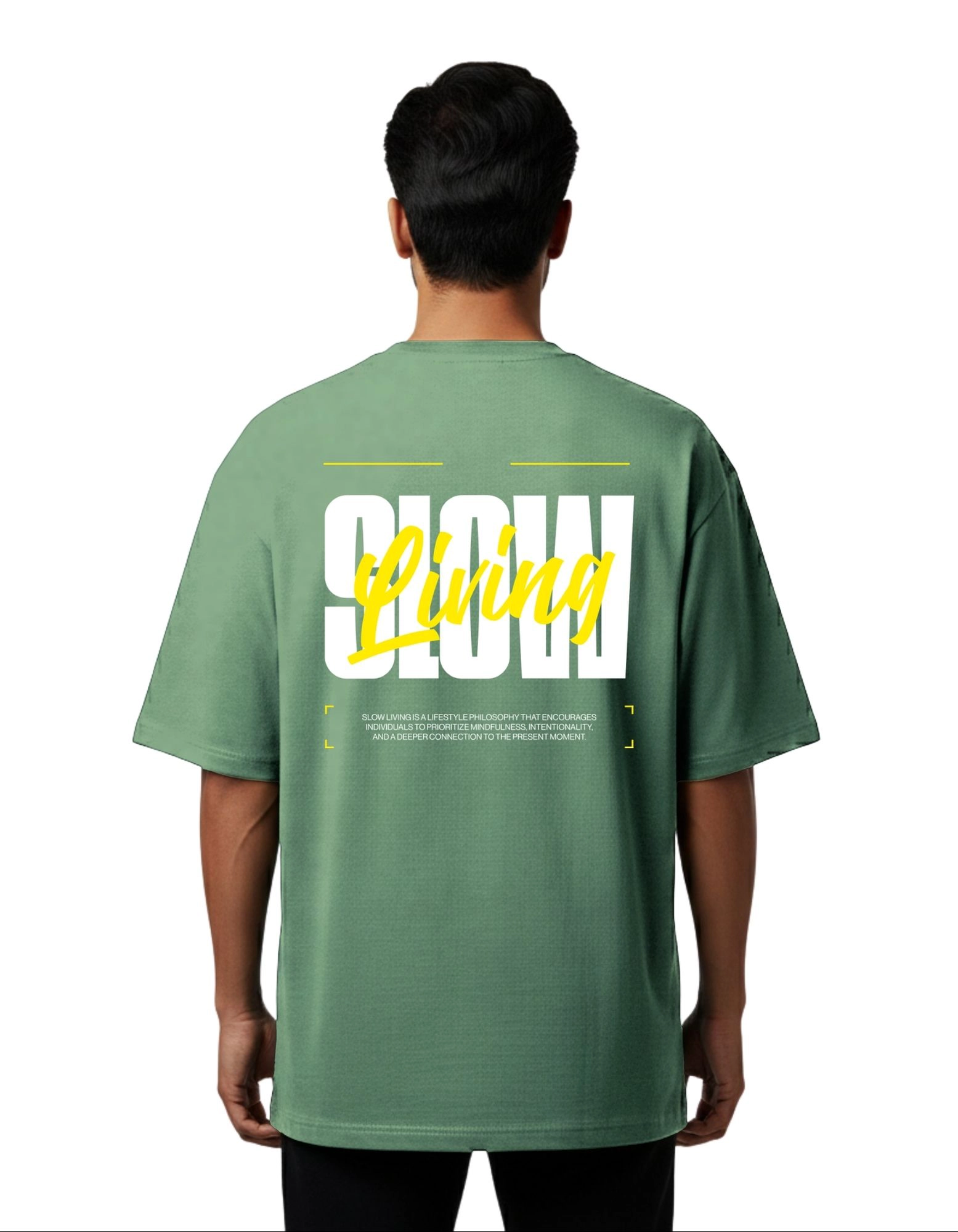 Slow Living Oversized Cotton French Terry T-Shirt 240 GSM D Green
