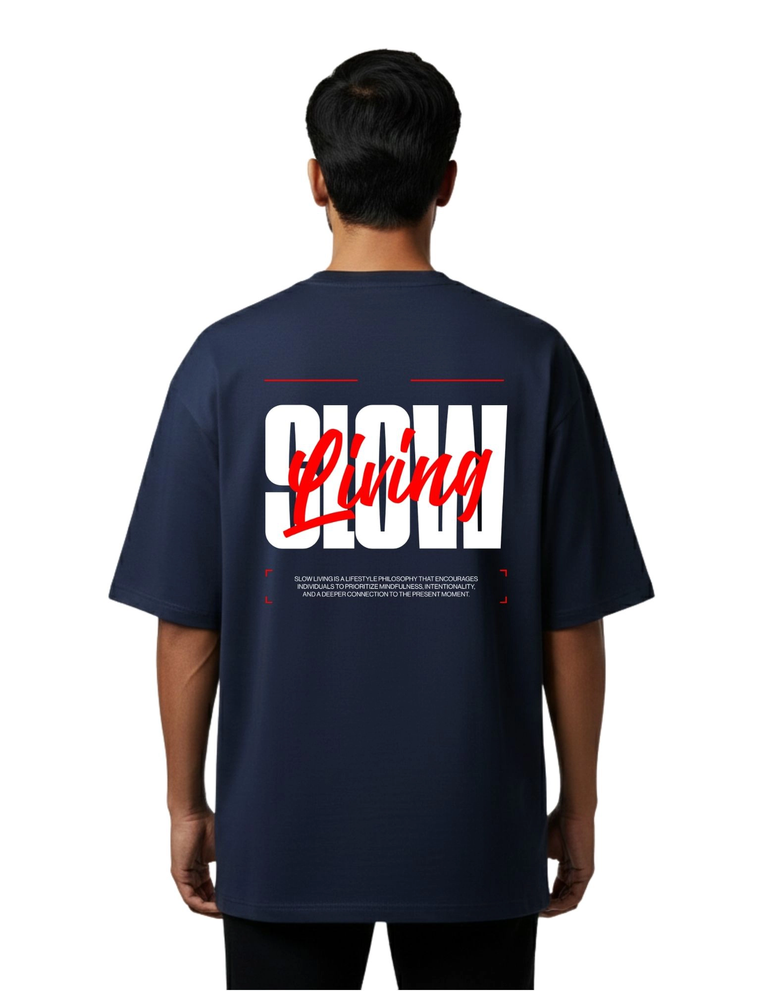 Slow Living Oversized Cotton French Terry T-Shirt 240 GSM Navy Blue