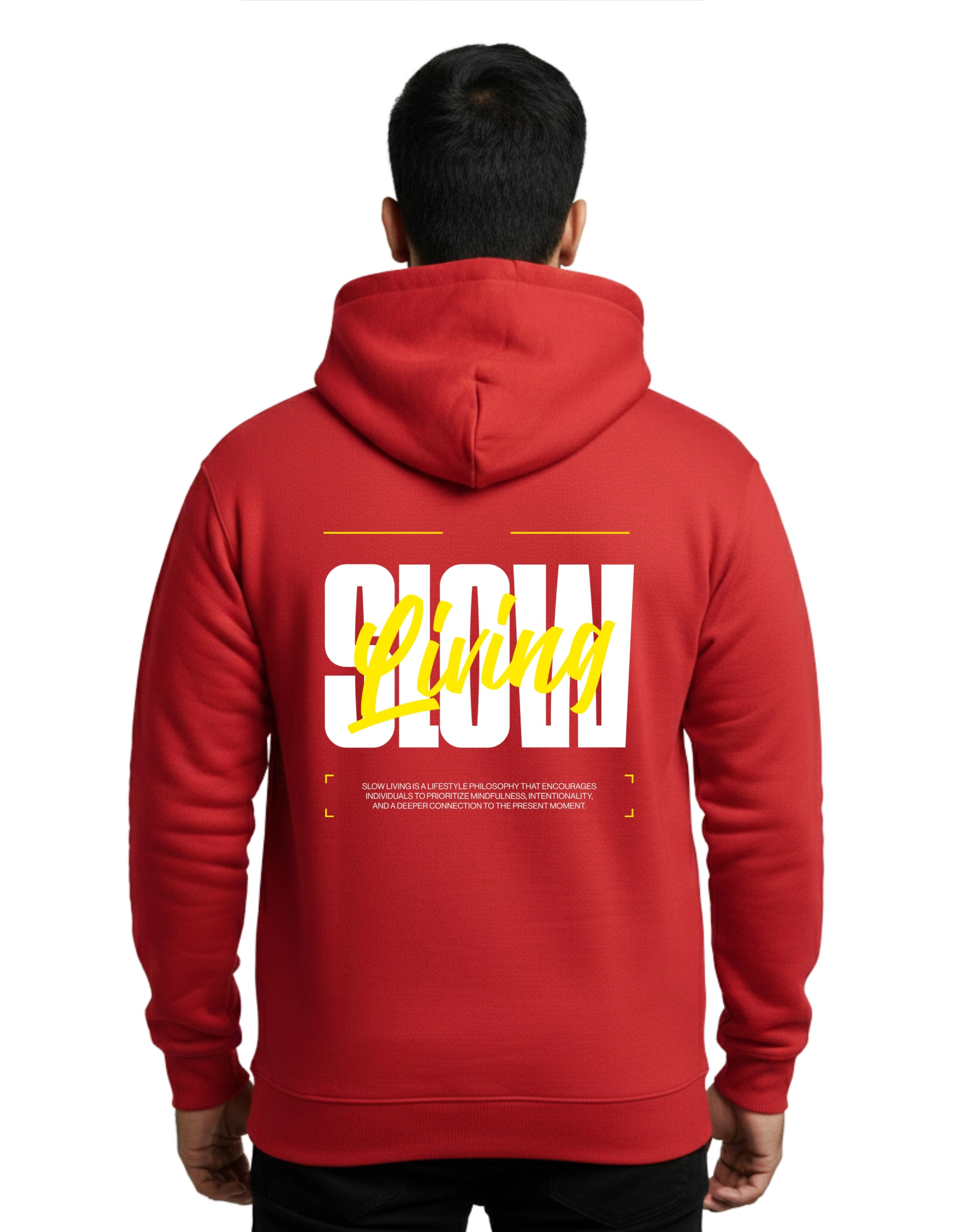 Slow Living Cotton Hoodie Without Zipper 300 GSM Red