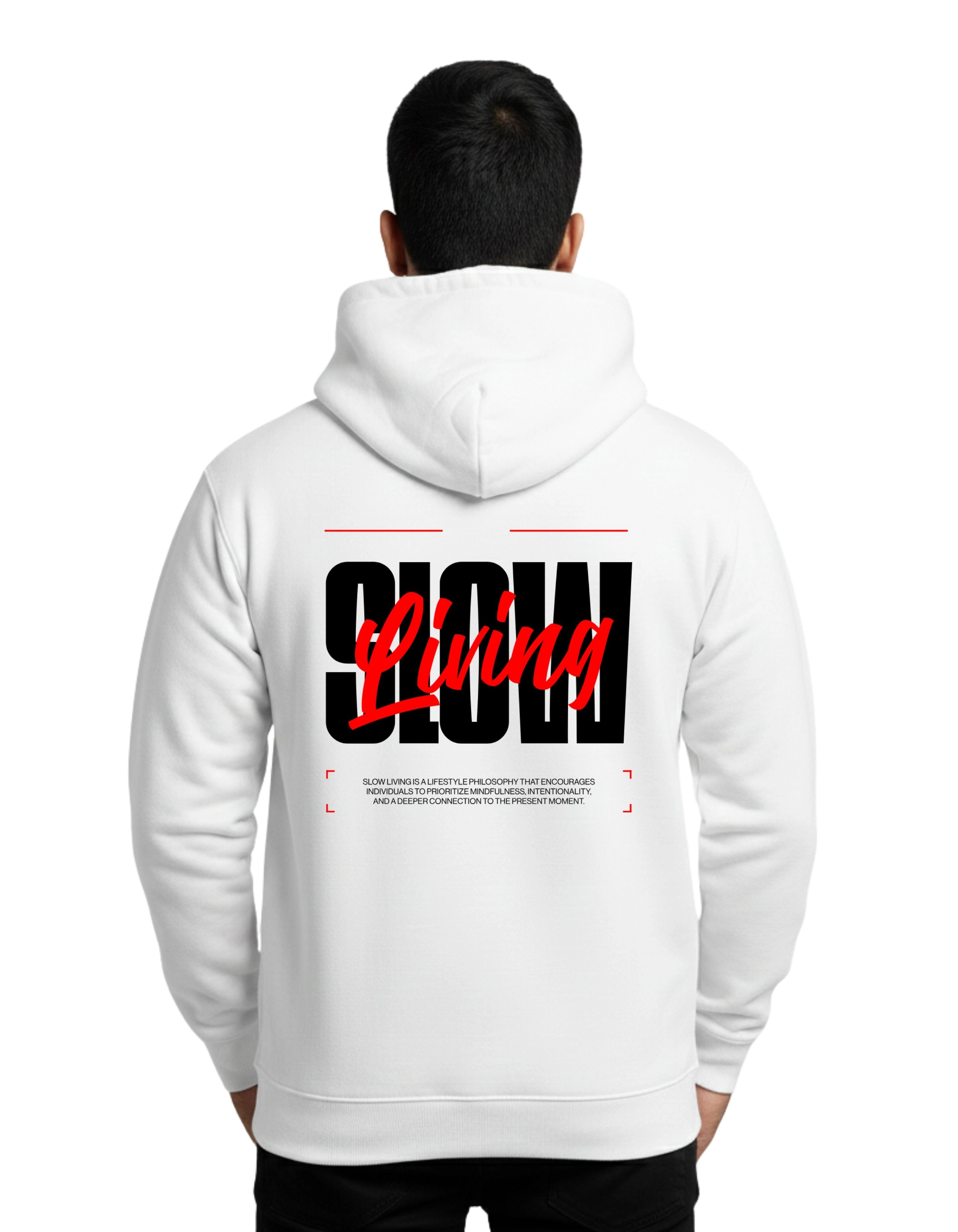 Slow Living Cotton Hoodie Without Zipper 300 GSM White