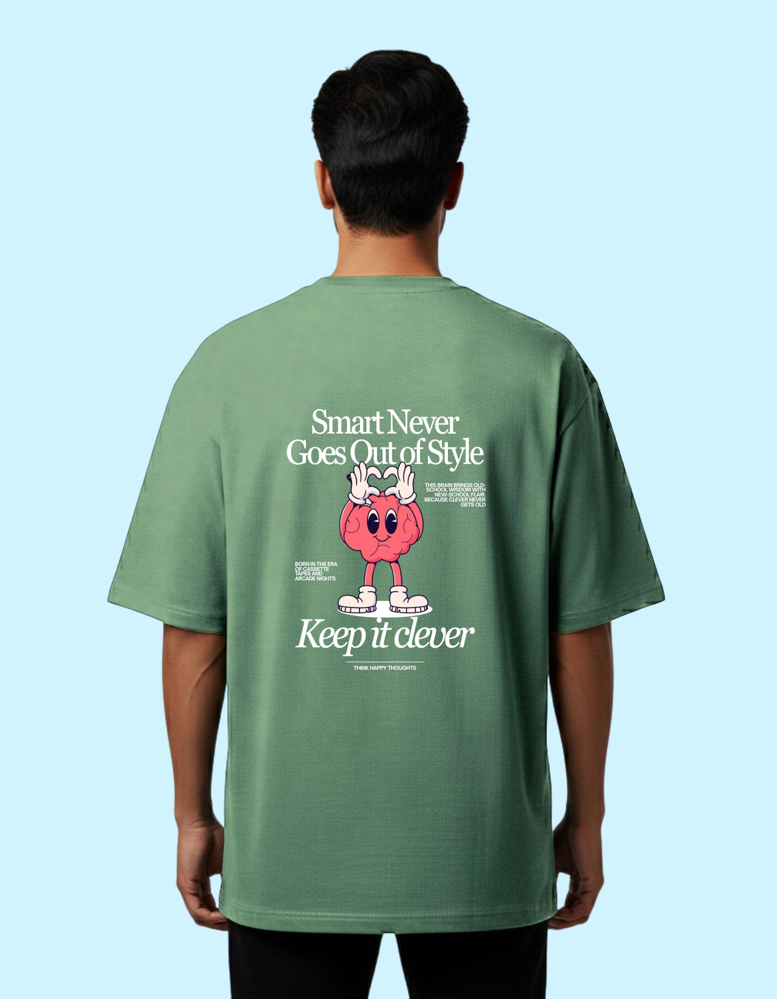 Smart Never Goes Out of Style Oversized French Terry Cotton T-Shirt 240 GSM D Green
