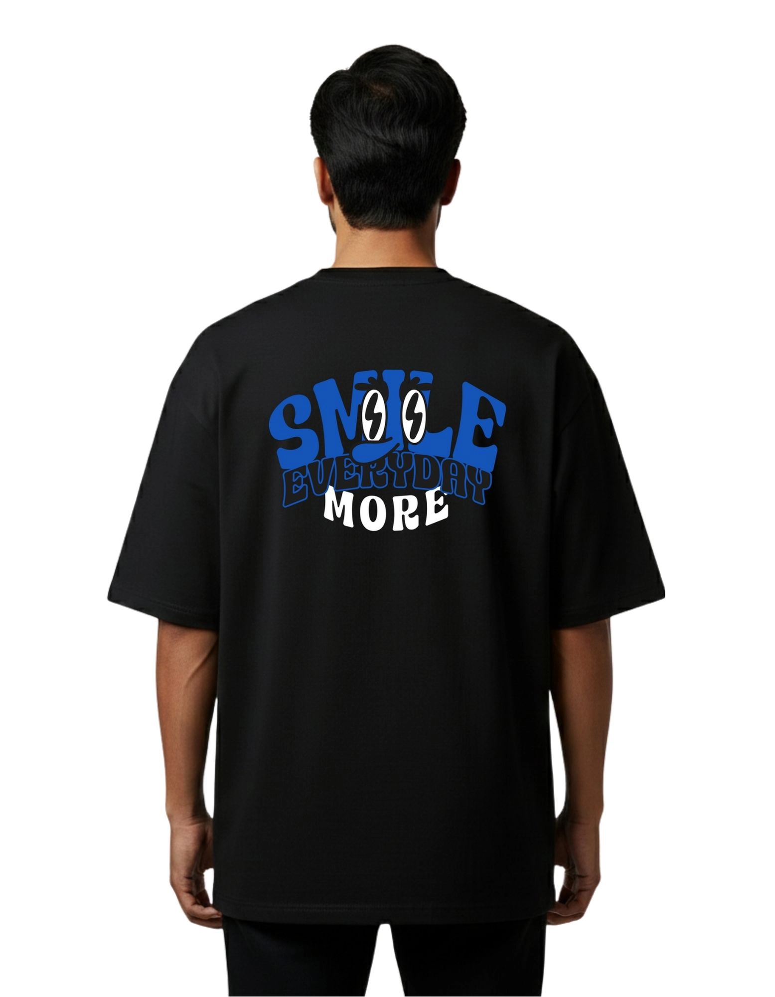 Smile Everyday More Oversize Cotton French Terry T-Shirt 240 GSM Black