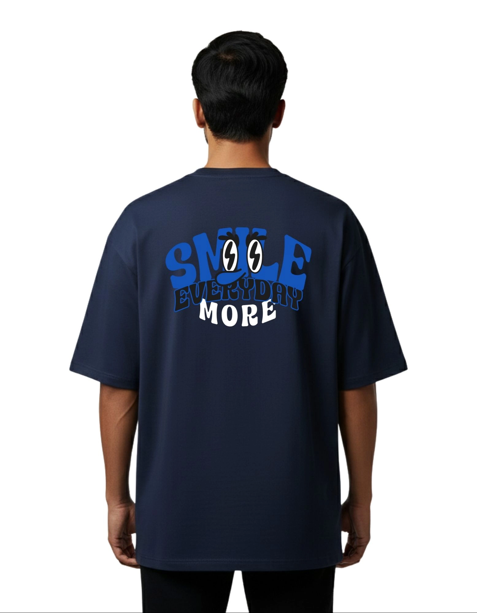 Smile Everyday More Oversize Cotton French Terry T-Shirt 240 GSM Navy Blue