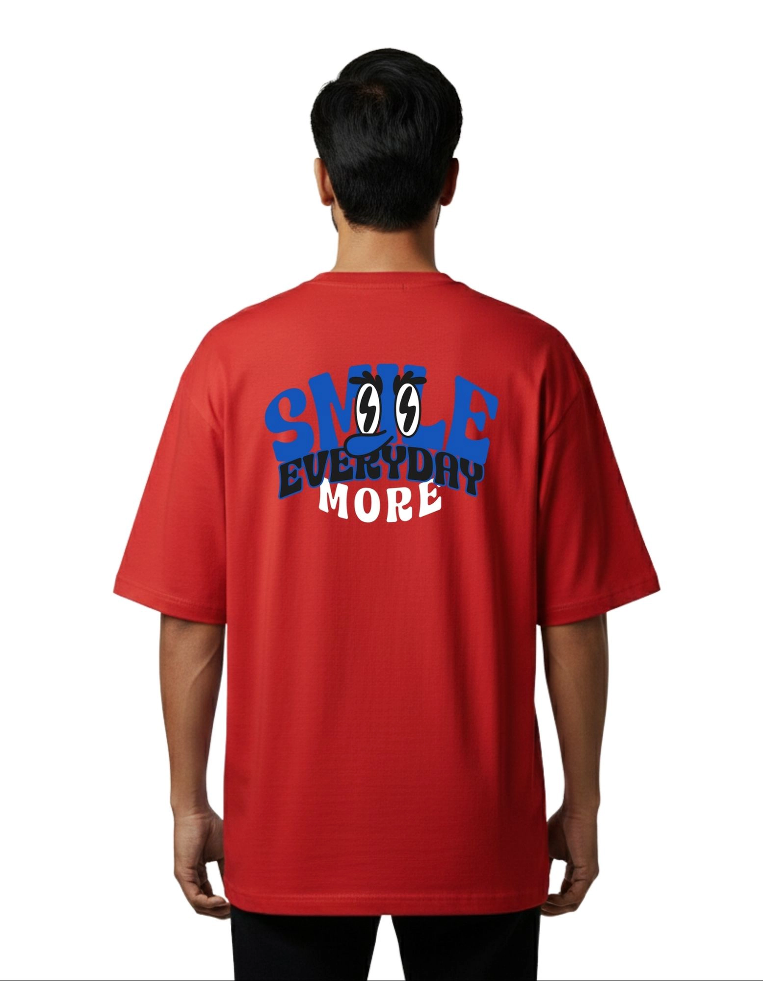 Smile Everyday More Oversize Cotton French Terry T-Shirt 240 GSM Red