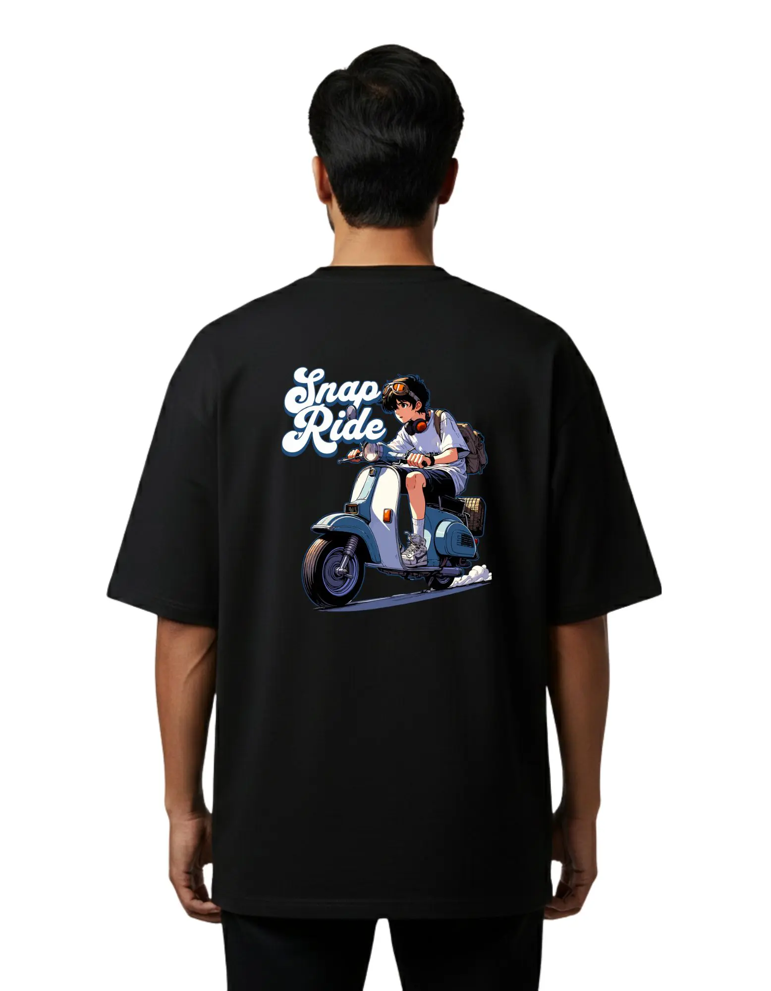Snap Ride Oversize Cotton French Terry T-Shirt 240 GSM Black