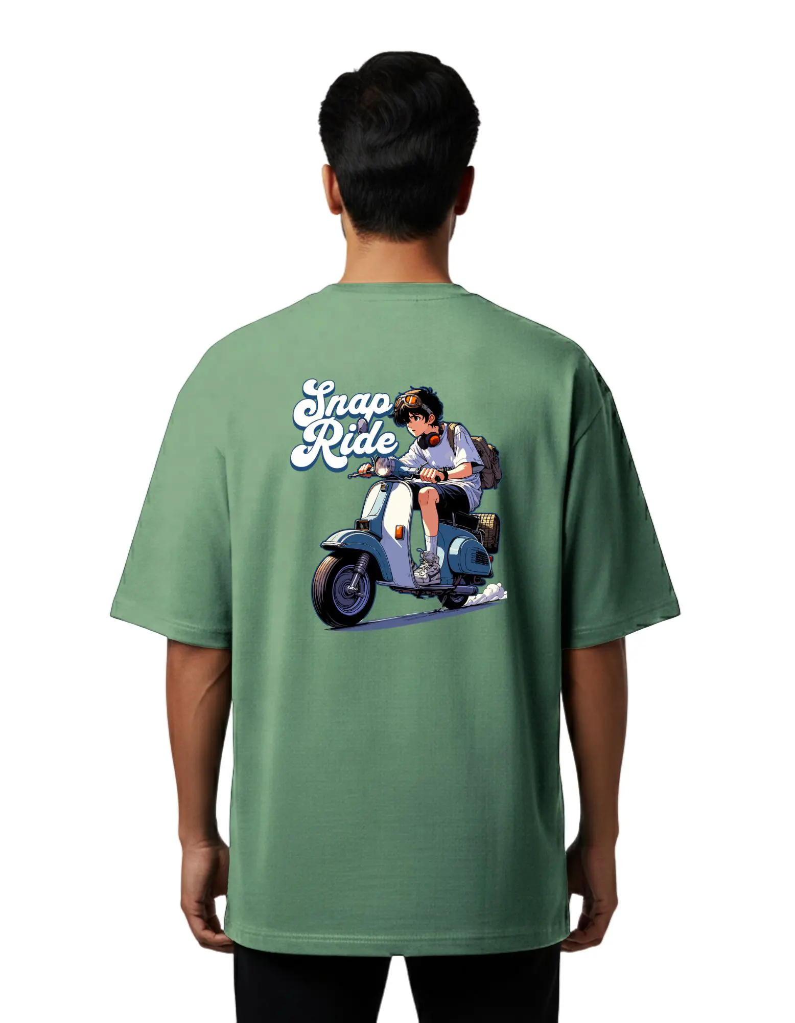 Snap Ride Oversize Cotton French Terry T-Shirt 240 GSM D Green